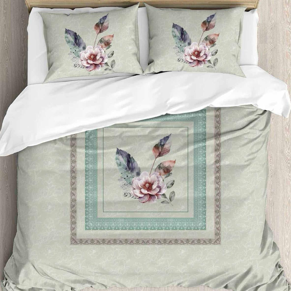 Serene Bloom Digital King size bedsheet with 2 pillow covers - 108 x 108 | Luxury collection