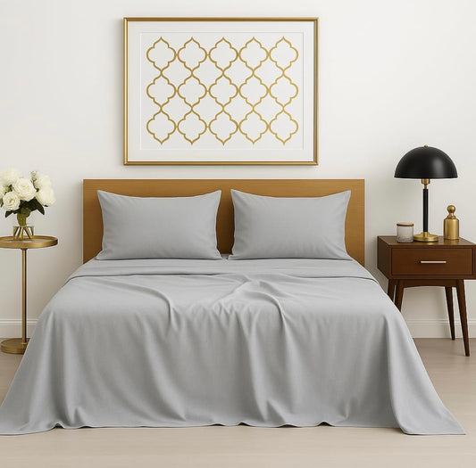 Light Grey 400 TC King size cotton bedsheet with 2 pillow covers - 108 x 108 | Luxury Solid collection
