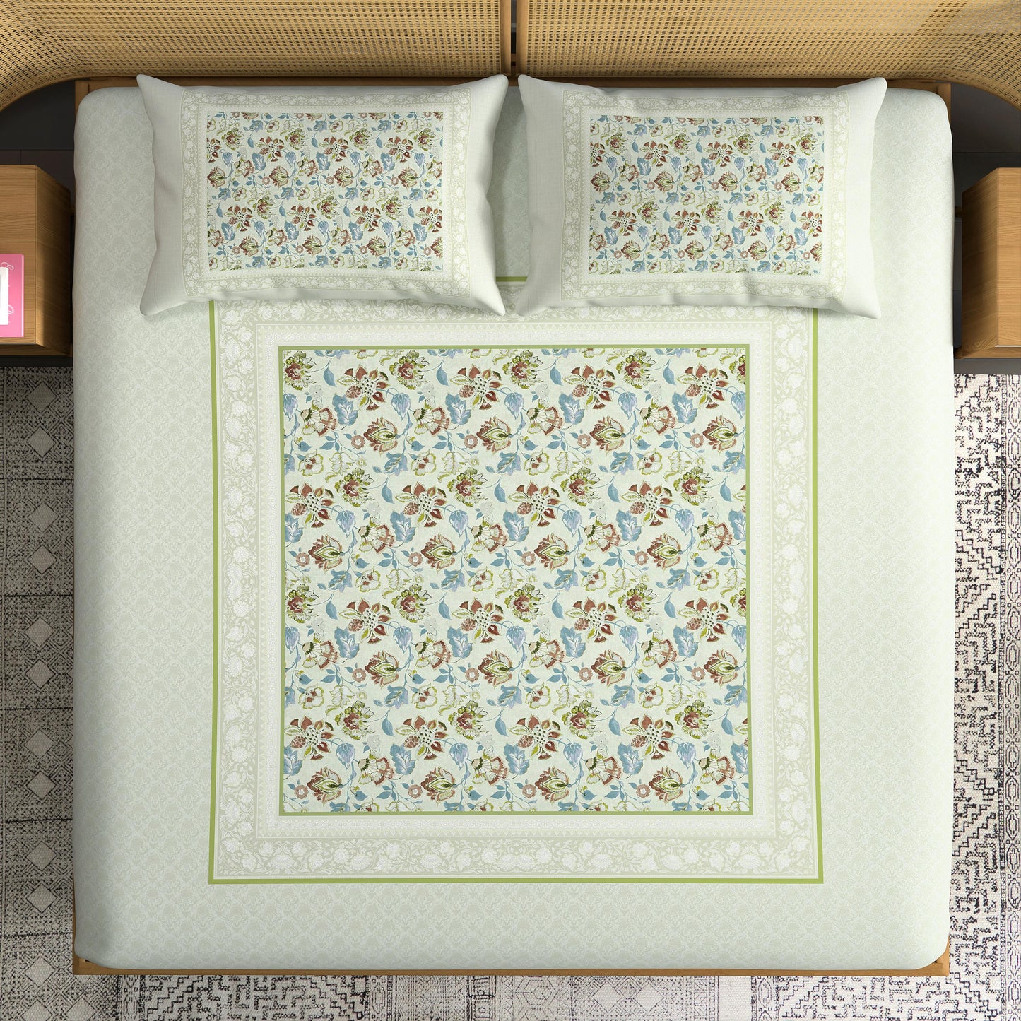 Florani Digital Printed King size bedsheet with 2 pillow covers - 108 x 108 |Luxury collection