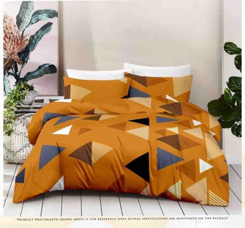 Queen Double bed 100% cotton bedsheet with 2 pillow covers - 90 x 100 | Tri. collection
