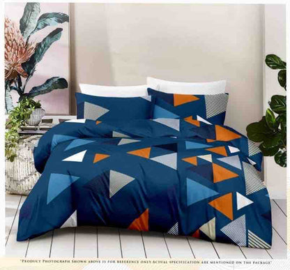 Queen Double bed 100% cotton bedsheet with 2 pillow covers - 90 x 100 | Tri. collection