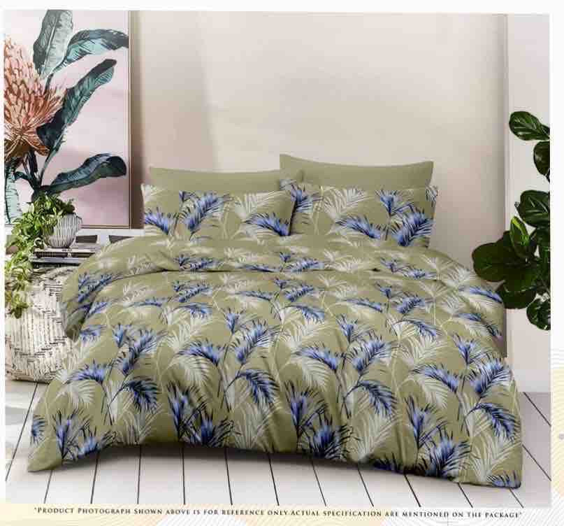 Queen Double bed 100% cotton bedsheet with 2 pillow covers - 90 x 100 | Tri. collection