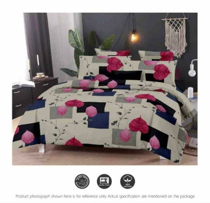 Queen Double bed 100% cotton bedsheet with 2 pillow covers - 90 x 108 | Style. collection