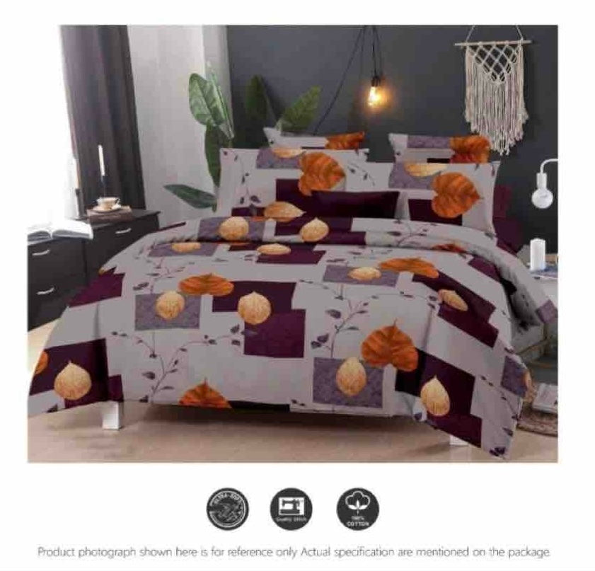 Queen Double bed 100% cotton bedsheet with 2 pillow covers - 90 x 108 | Style. collection