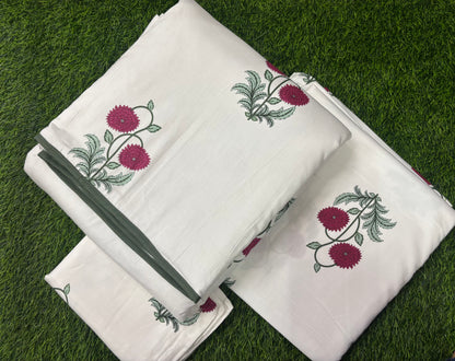 Luxury 4 Piece bedding Set : 1 King Flat Bedsheet, 1 double Bed AC dohar, 2 Pillow Covers